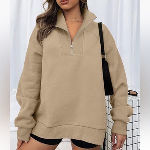 Womens Half Zip Oversized Sweatshirts Casual size XL jacket fleece NWT